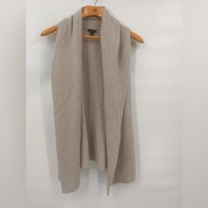 Only Mine Beige Ribbed Open Front Cardigan Vest